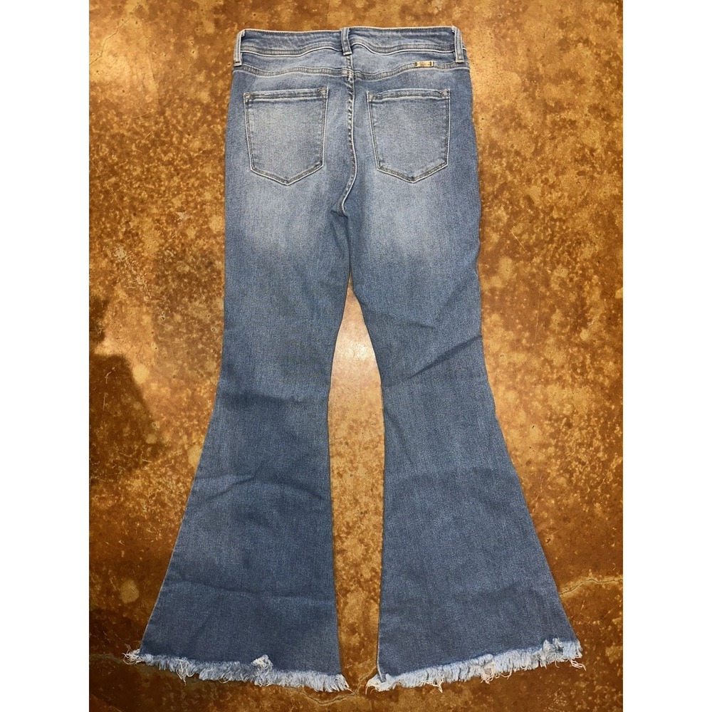 Maurices Kancan Frayed Bell Bottom Jeans Light Distress Blue Size 28 (8) #16654 - Picture 6 of 8